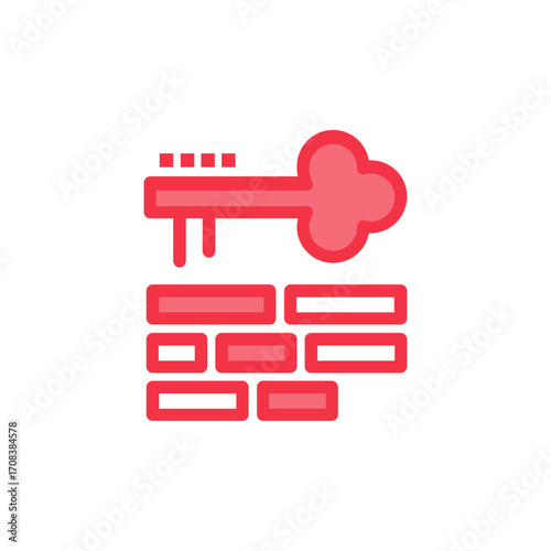 Security Access Key Unlocking Brick Wall - Cyber Protection Concept