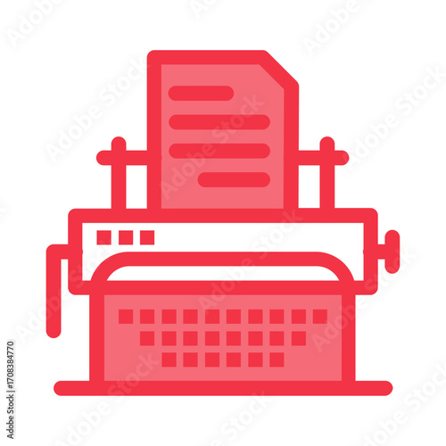 Classic typewriter line icon representing creative writing, journalism, and storytelling