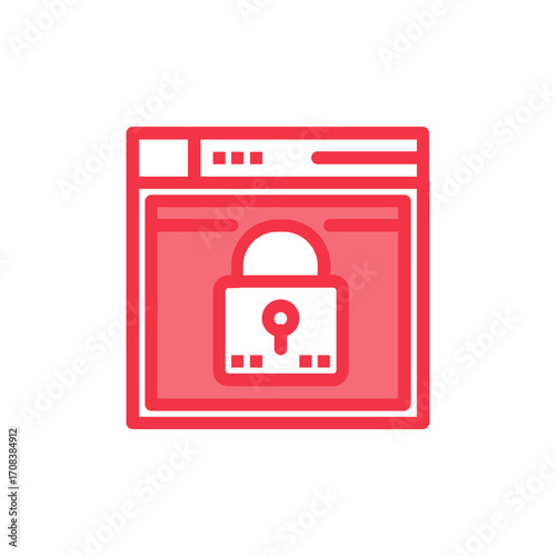 Digital cybersecurity concept showing a locked browser window for data privacy