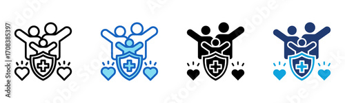 Family Insurance icon Multi Style Vector Illustration
