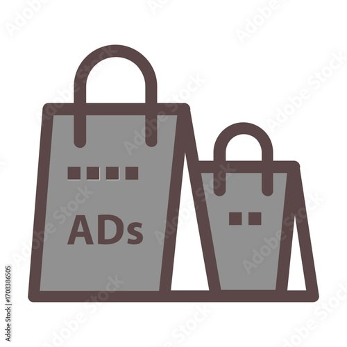 Concept of digital advertising and consumerism with shopping bags