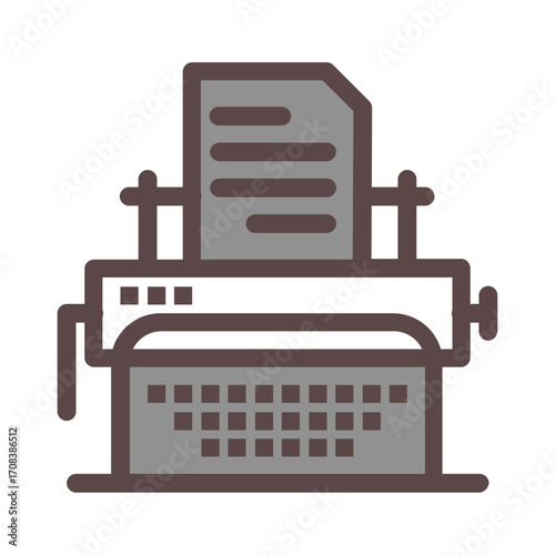 Minimalist line art icon of a vintage typewriter for publishing