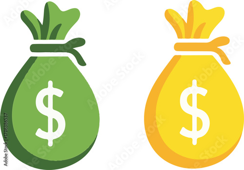 Set of dollar bag illustrations. Money bag icons. Dollar moneybag icon isolated on white background. money bag symbol on white background, dollar symbol. Money bag icon with dollar sign.