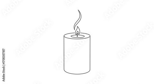 Simple Line Art Illustration of a Burning Candle