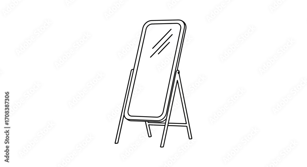 Standing Full-Length Mirror with Adjustable Support Legs Outline Standing Full-Length Mirror with Adjustable Support Legs Outline