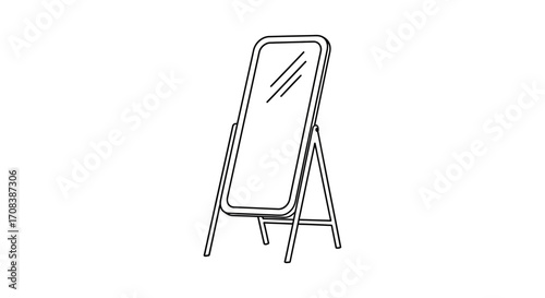 Standing Full-Length Mirror with Adjustable Support Legs Outline