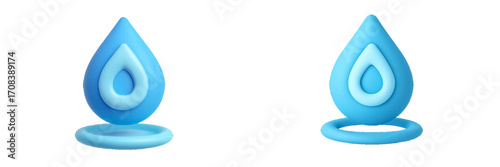 Blue water drop shaped silicone ring with contrasting inner color displayed on a white background