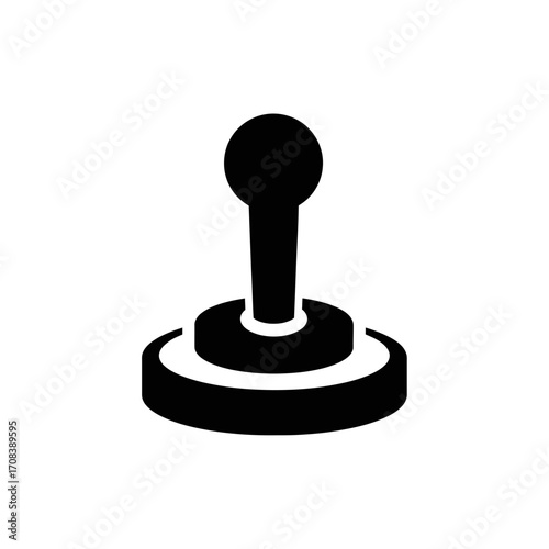 Black Joystick Icon with Round Handle and Base