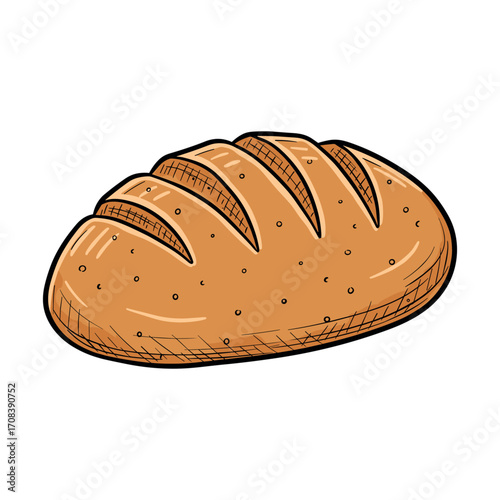 Freshly baked bread loaf artisan bakery food photography warm environment view culinary delight. Vector illustration