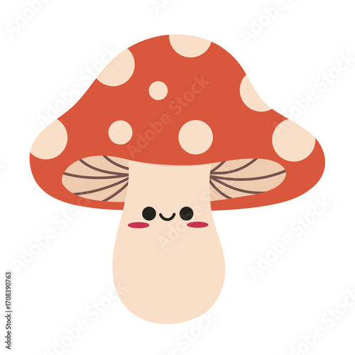 Cute mushroom clipart with kawaii hand drawn style. Suitable for clip art, stickers, flat design graphic illustration for autumn party, halloween, farmers market, harvest festival, thanksgiving day, e