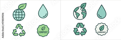 Symbols representing sustainability, environmental stewardship, and eco-friendly practices for educational purposes