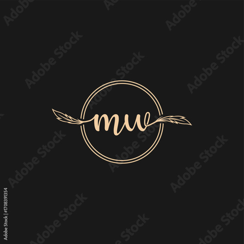 letter MW feather logo design vector minimalist