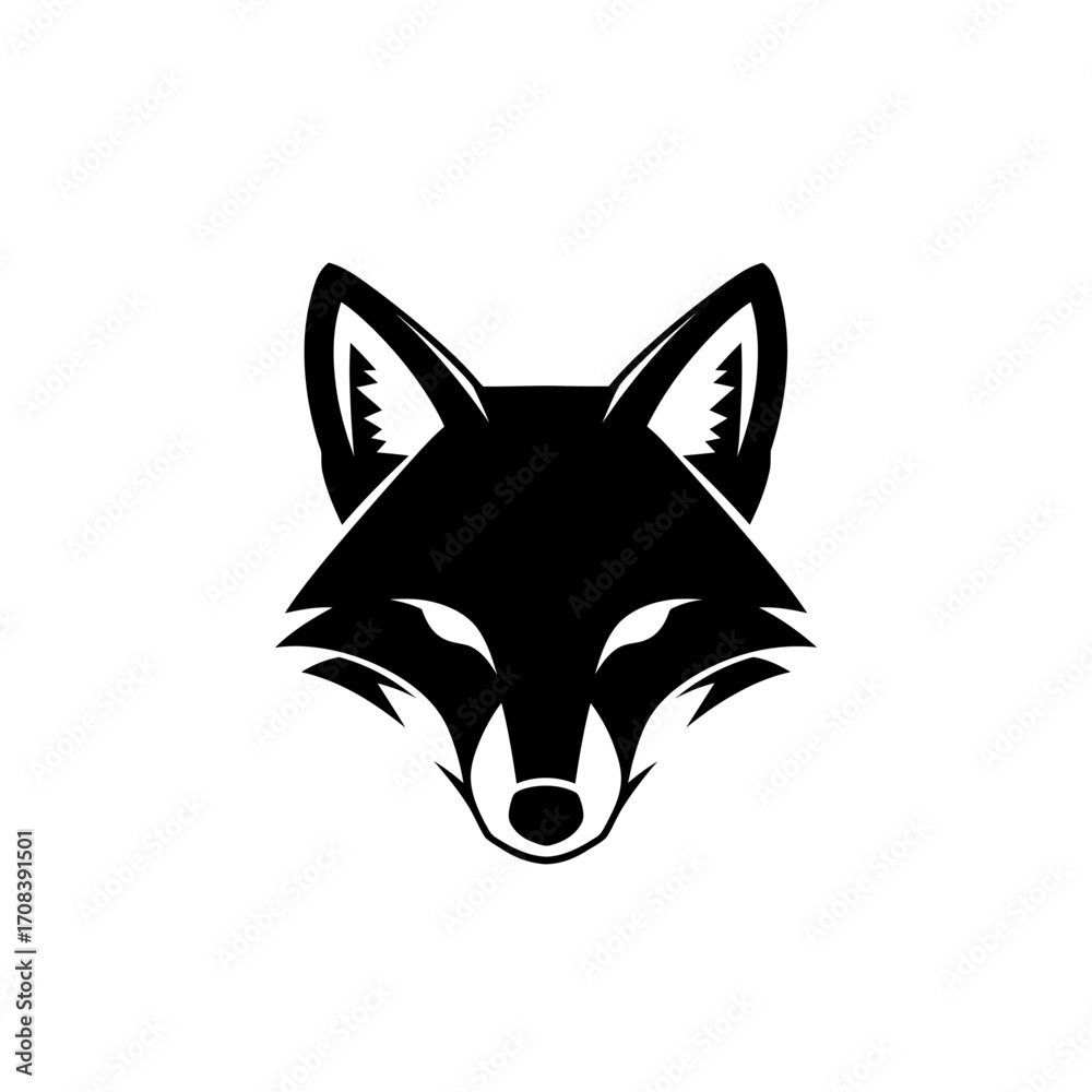 Obraz premium Black Fox Head Logo Design on White Background