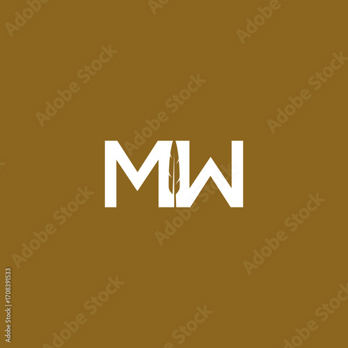 letter MW feather logo design vector minimalist