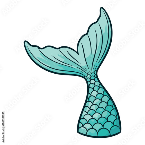 Enchanting mermaid tail illustration underwater scene digital art fantasy environment view mythical concept. Vector illustration