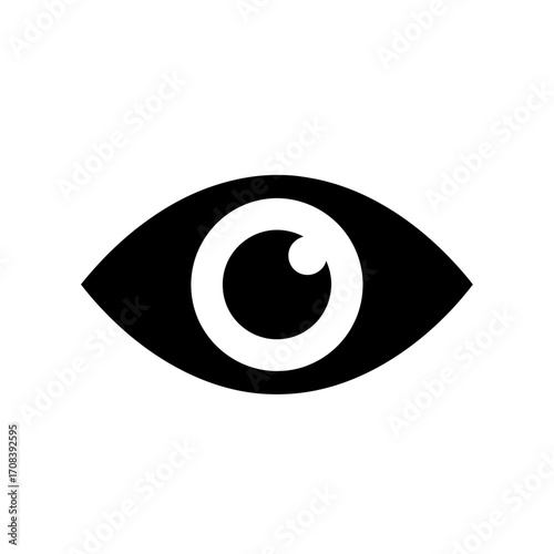 Stylized Black and White Eye Icon Illustration