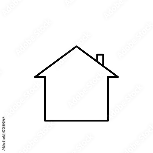 Simple Black Outline of a House with Chimney
