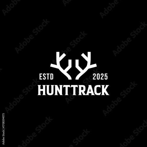 Hunt Hunting antler wild forest vintage vector logo design