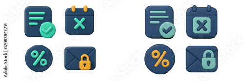 Colorful digital icons for task management and secure communication in a modern workspace