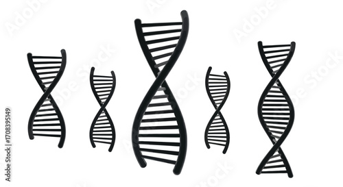 Multiple hand drawn dna double helix structures representing genetics and science concepts vector