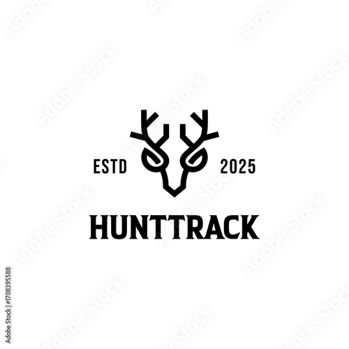Hunt Hunting antler wild forest vintage vector logo design