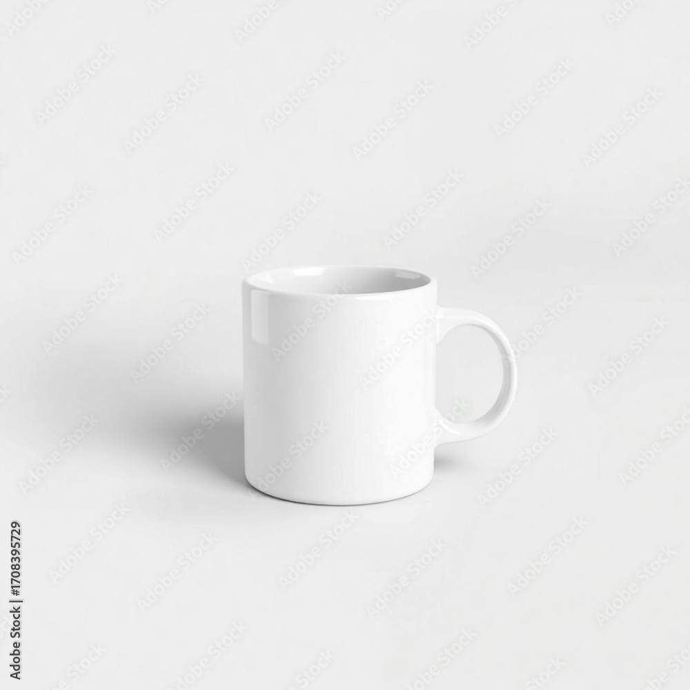 Obraz premium Flux Schnell plain blank white ceramic mug mockup viewed from front isolated on white
