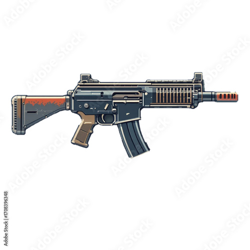 Illustration assault rifle isolated on white background