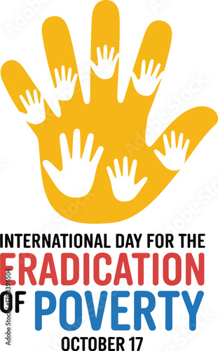 Symbol of unity and hope for eradicating poverty with diverse hands reaching out.