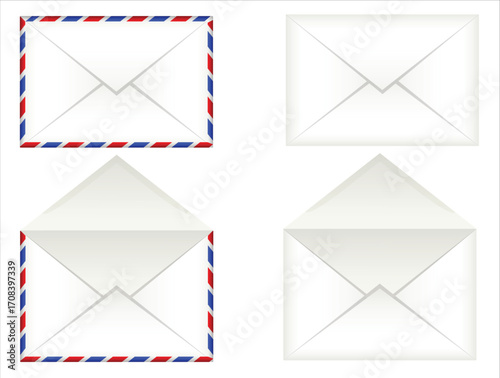 Four Envelopes - Two Sealed, Two Open, with and without Airmail Border.