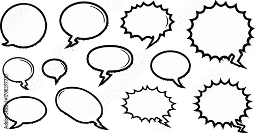 Collection of Hand-Drawn Comic Speech Bubbles
