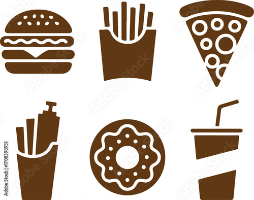 Fast Food Icons Burgers, Pizza, Fries, and More