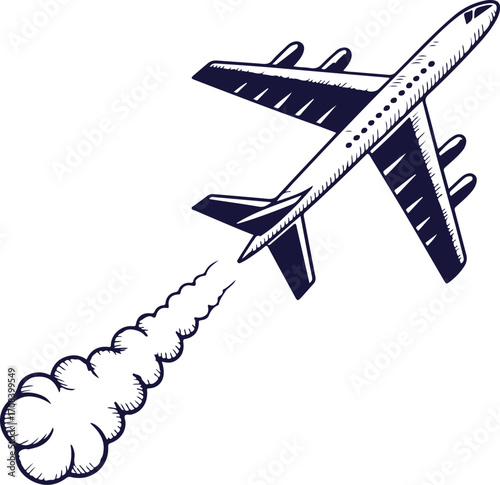 Airplane in Flight with Smoke Trail A Dynamic and Energetic Aviation Illustration
