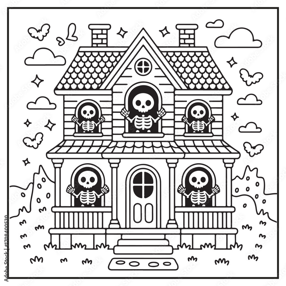 Fototapeta premium House Spooky Coloring Pages