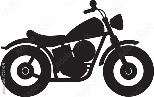 motorcycle silhouette, vector and illustration, black and white