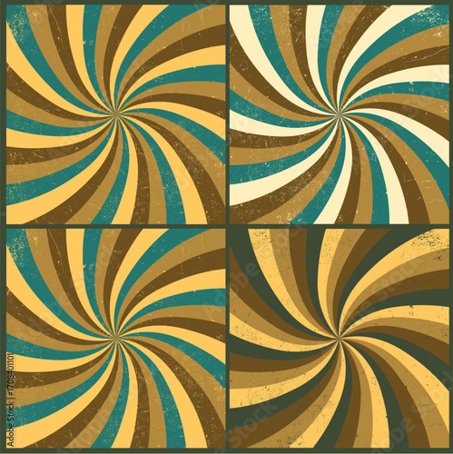 Retro Swirl Pattern Four Square Grid.