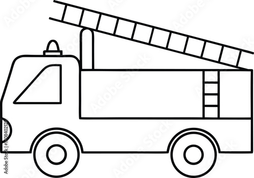 firefighter truck outline vector icon