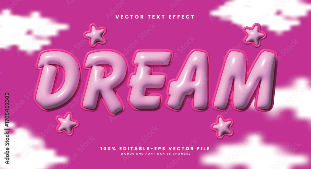 Naklejka premium Dream Star inflated Style 3D editable text effect Template