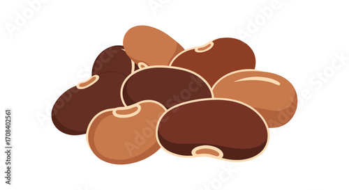 Pile of Brown Beans Isolated on White Background.