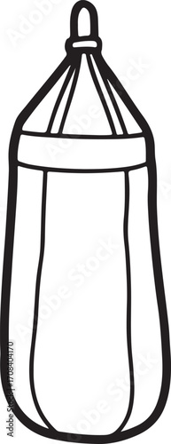 punching bag line art, coloring book page line art drawing, vector and illustration
