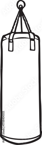 punching bag line art, coloring book page line art drawing, vector and illustration