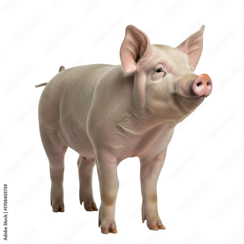 Fototapeta premium pink pig isolated on white