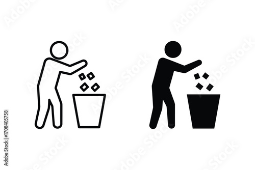 Trash Disposal Icon Set – Minimalist Vector Symbols for Waste Management, Deletion, and Eco Awareness