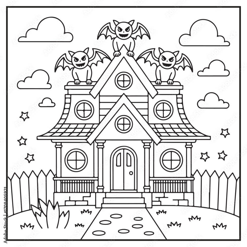Fototapeta premium House Spooky Coloring Pages
