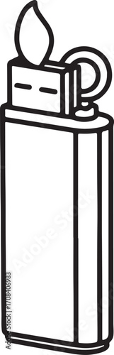 lighter line art, coloring book page line art drawing, vector and illustration