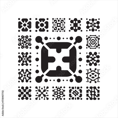 Blockchain chain link icon vector silhouette outline logo design concept illustration