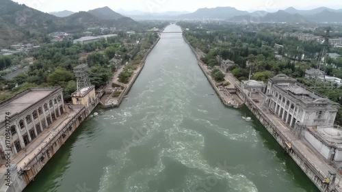 Spectacular Scene of Flood Discharge at the Grand Canal Sluice