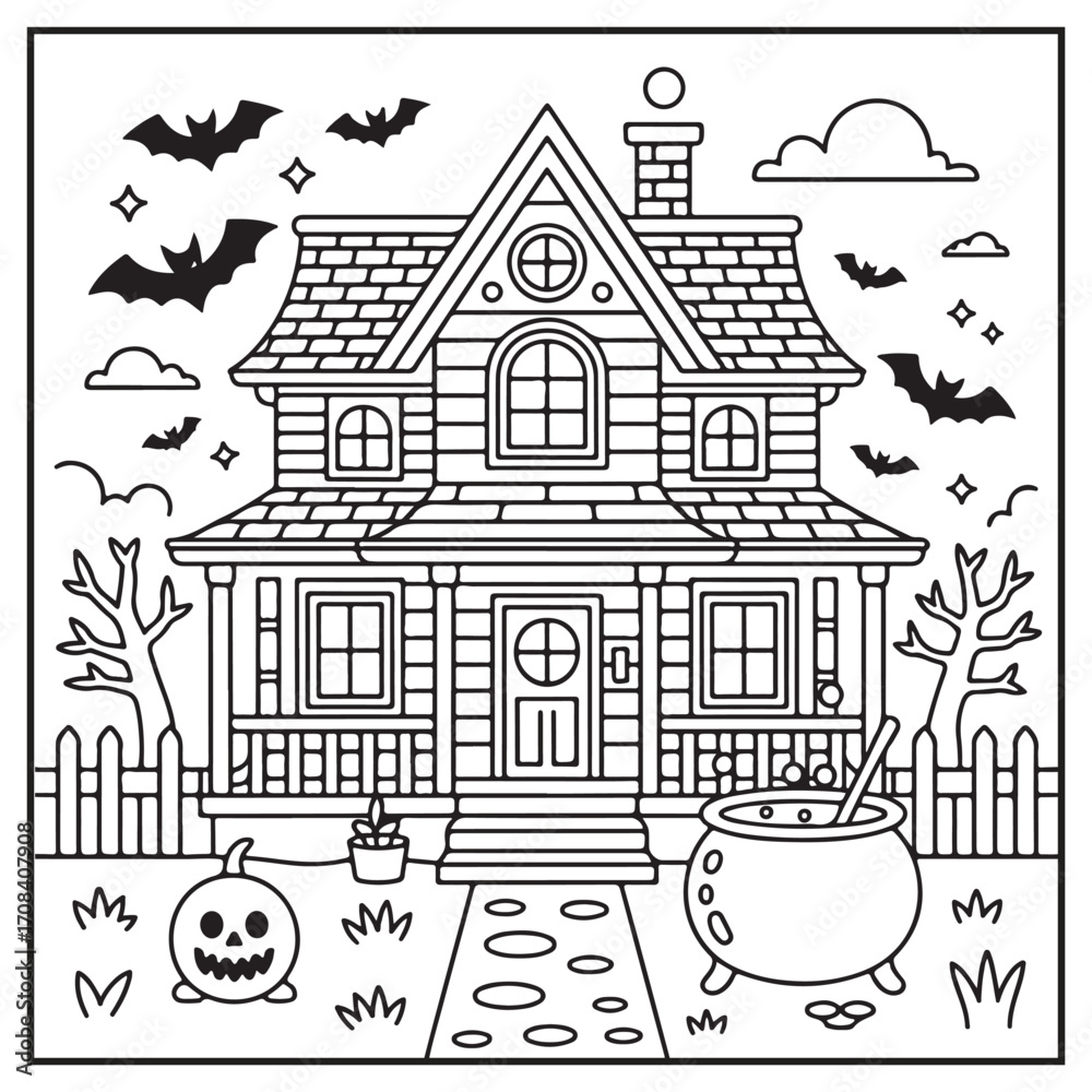 Fototapeta premium House Spooky Coloring Pages