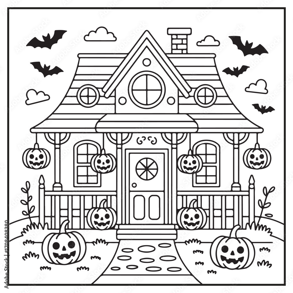 Fototapeta premium House Spooky Coloring Pages
