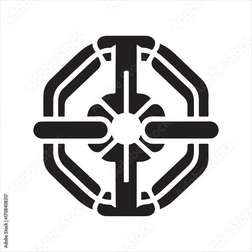 Blockchain chain link icon vector silhouette outline logo design concept illustration