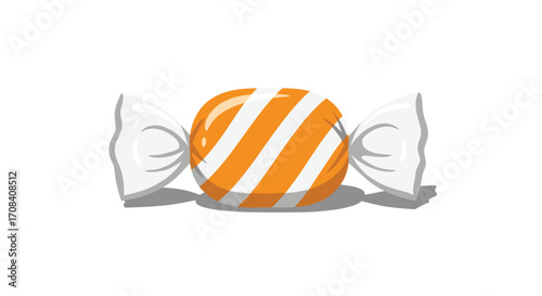 Orange and white striped candy wrapped in white paper.